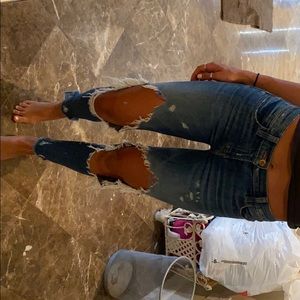 Denim ripped tight jeans